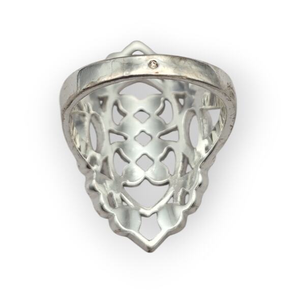 Vintage Silver Tone Filigree Statement Ring – Size 8 - Picture 5 of 7